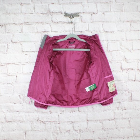 LL Bean Pink Quilted Waterproof Full Zipper All-Season Jacket Size M 5-6 - Picture 4 of 10
